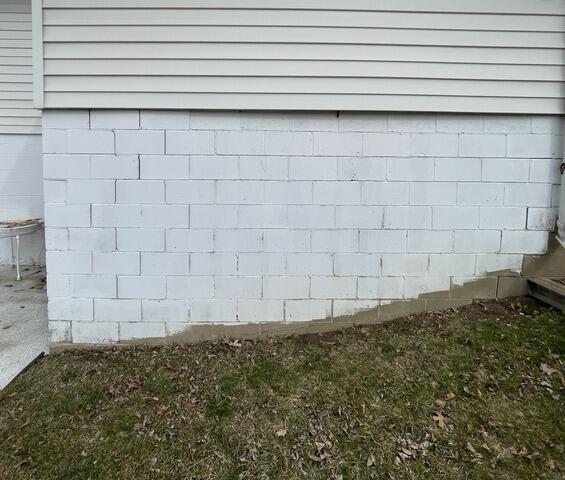 Shifting Garage Foundation Stabilized in Rochester, MN - Before Photo