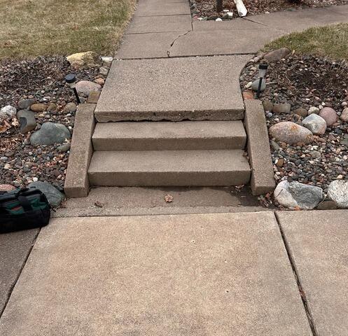 Sunken Step and Walkway Lifted in Hudson, WI - Before Photo