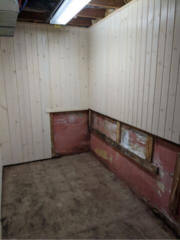 Wet Basement Repair Completed in Austin, MN - Before Photo