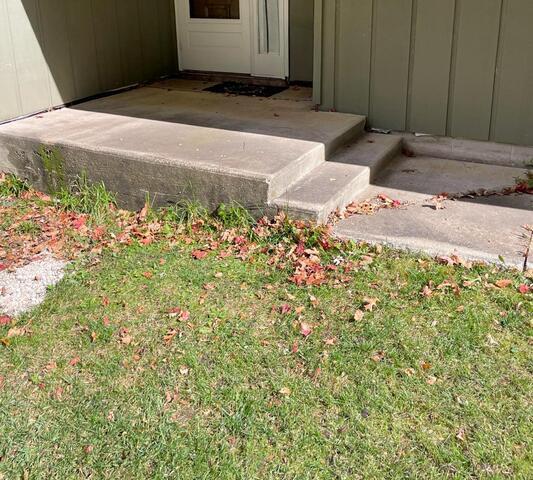 Sinking Walkway Lifted in Saint Ansgar, IA - Before Photo