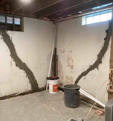 Hairline Cracks in Buffalo, NY Basement Fixed