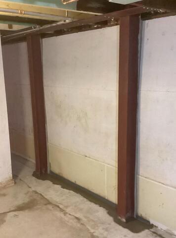 Strong Supports to Help this North Collins, NY Bowing Basement Wall