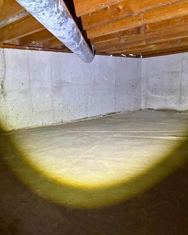 A Grand Island, NY Crawl Space With Water Issues Has a Waterproofing Solution Installed - Before Photo