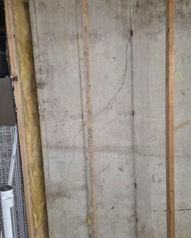Cracked Foundation Wall in Lake View, NY, Repaired - Before Photo