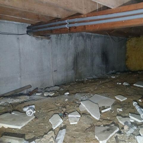 Crawl Space Encapsulation at a Hotel in West Yarmouth, MA - Before Photo