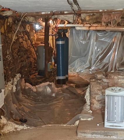 Moist Crawl Space in East Brookfield, MA - Before Photo
