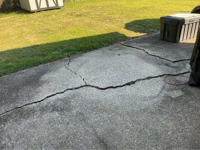 Patio Leveling and Crack Repair Revives Memphis Backyard for Future Gazebo Installation - Before Photo