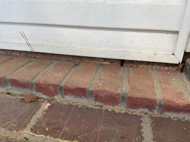 Raised Front Porch Repair in Baldwyn, MS: PolyLevel and NexusPro Helped Stabilize a Settling Concrete Porch - Before Photo