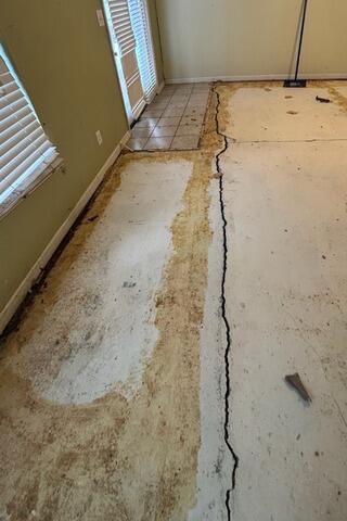 Floor Crack Repair in Huntington, WV - Before Photo