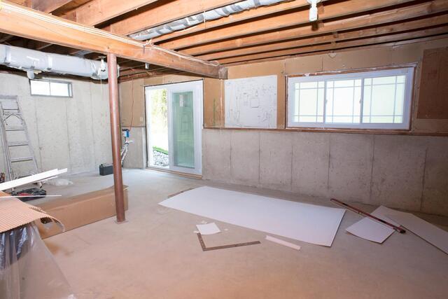 Basement Walls, Floors, Ceiling Tiles, and Window