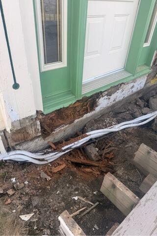 Wood Rot Repair in Roxbury, Vermont | Matt Clark's Northern Basement Systems - Before Photo