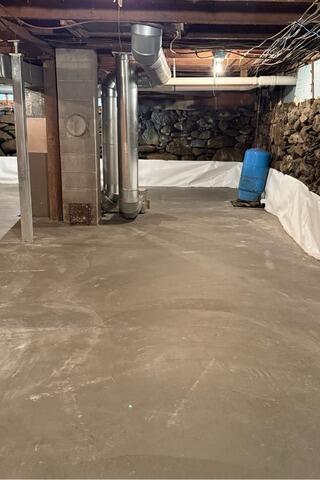 Basement Waterproofing and New Concrete Floor in Post Mills, VT | Matt Clark's Northern Basement Systems - After Photo