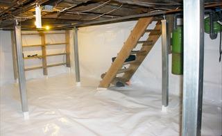 Fixing sagging floors in South Burlington, Vermont.