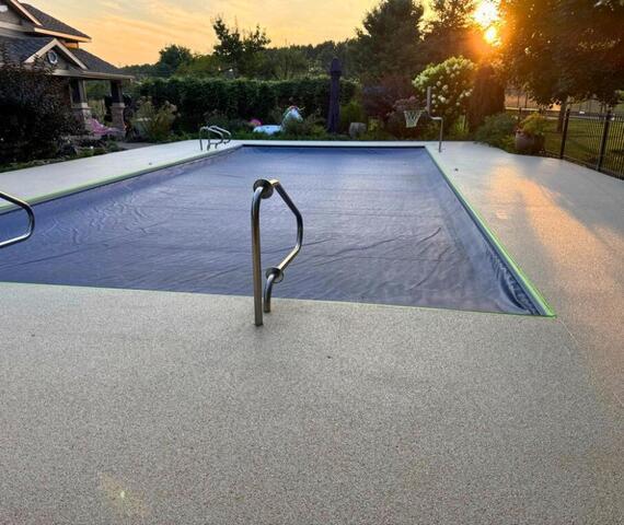 Durastone Sugar Lake Overlay Enhances Pool Deck in Eau Claire