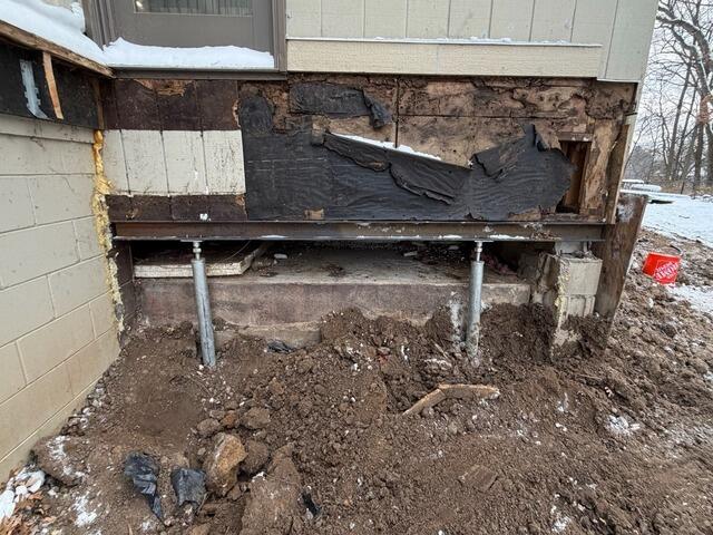 Severely deteriorated foundation stabilized in White Bear Township, MN with Helical Piers