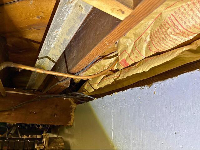 Insulating a Rim Joist in Brookfield, MA - Before Photo