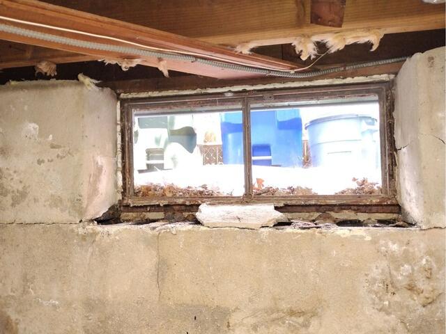 Replacing Windows in a Basement in Springfield, MA - Before Photo