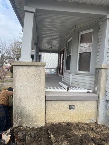 Porch Pillar Lifting in Dayton, Ohio - Before Photo