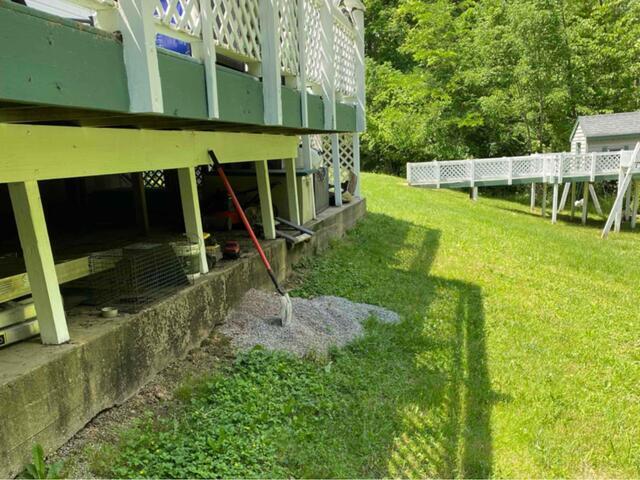 Settling Foundation Repair with Piers in Hillsboro, Ohio - Before Photo