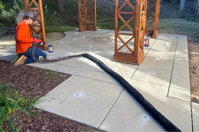 Sunken Patio Concrete Repair in Menifee, CA Using PolyLevel & NexusPro - Before Photo