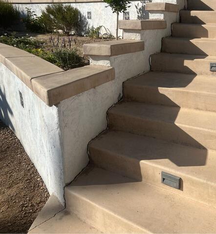 Concrete Stair Stabilization & Repair in Bonita, CA | PolyLevel & NexusPro - Before Photo
