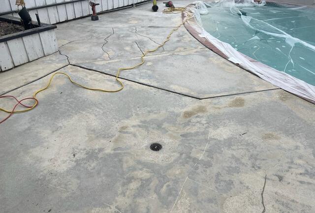 Pool Deck Crack and Joint Repair in San Diego, CA - Before Photo