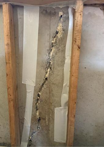 Basement Crack Repair in Endicott, NY - Before Photo
