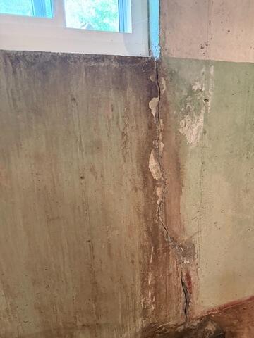 Basement Crack Repair in Endicott, NY - Before Photo