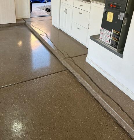 Garage Floor Crack Repair with Crack Stitching in Sun Lakes, AZ - Before Photo