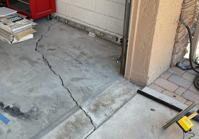Garage Floor Concrete Crack Stitching Repair in Glendale, AZ - Before Photo