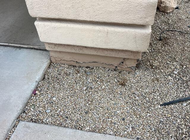 Gilbert, AZ Stem Wall Repair at Exterior Column - Before & After - Before Photo