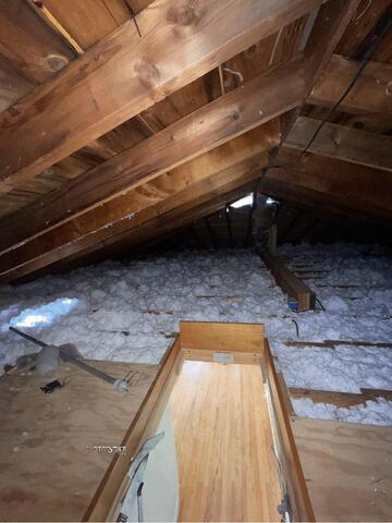 14' of Cellulose and a storage deck for an attic in Owego, NY - Before Photo