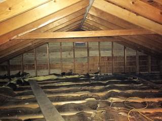 Endicott, NY Open Blowing TruSoft Insulation Into An Attic Flat