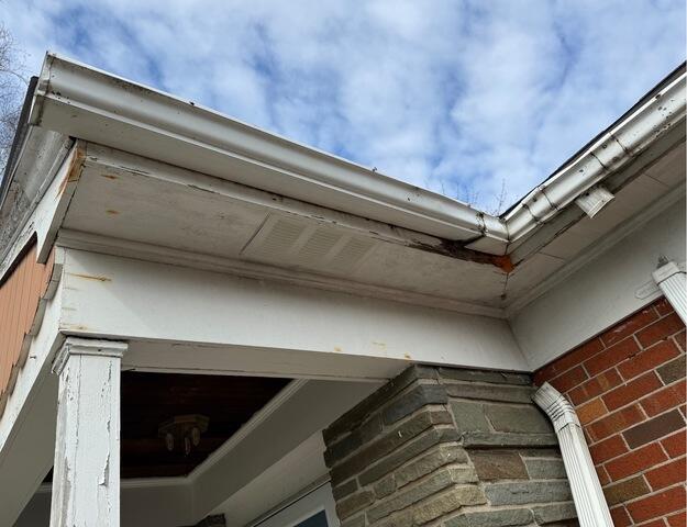 Gutter Replacement in Cranston, RI - Before Photo