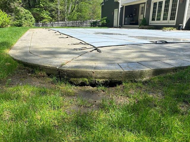 Pool Deck Stabilization in Pembroke, MA - Before Photo