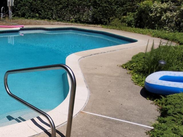Settling Pool Deck Repair in Duxbury, MA - Before Photo