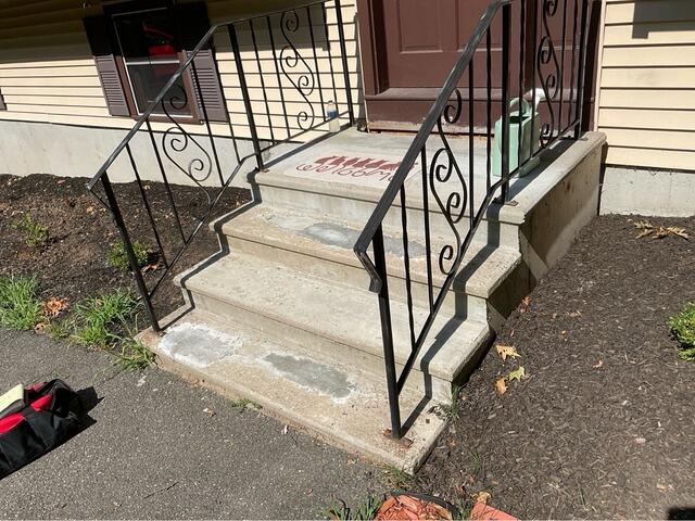 Sinking Precast Stair Replacement and Stabilization in Derry, NH