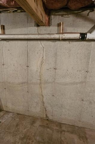 Foundation Crack Repair in Deerfield, NH - Before Photo