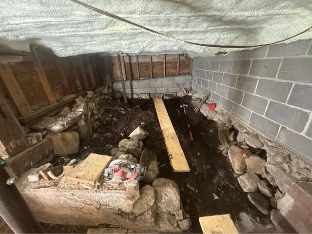 Failing Foundation Wall Repair in Dracut, MA - Before Photo