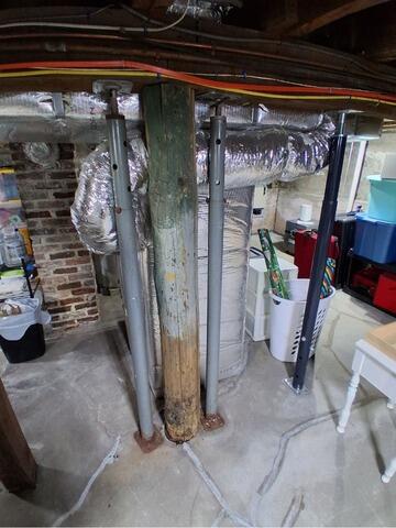 Basement Support Post Replacement in Westford, MA - Before Photo