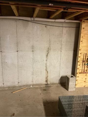 Waterproofing a Foundation Wall Crack in North Reading, MA - Before Photo