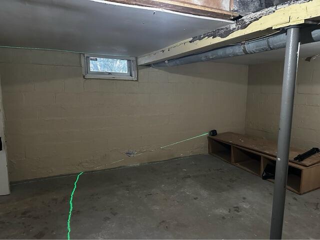 Basement Wall Stabilization in Manchester, NH - Before Photo