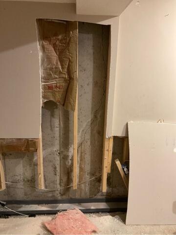 Finished Basement Leak Repair in Stow, MA - Before Photo