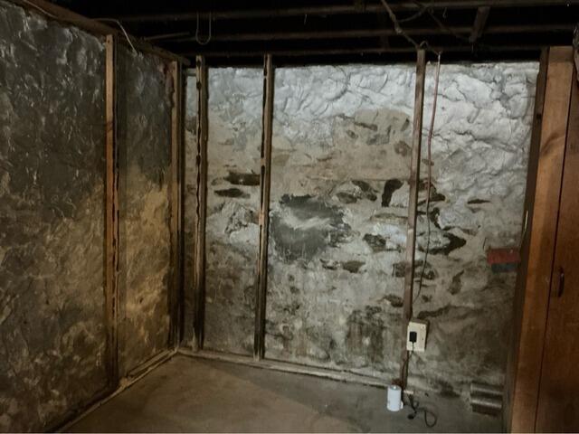 Moldy Basement Waterproofing in Worcester, MA - Before Photo