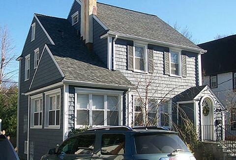 Larchmont, NY Siding Replacement - CertainTeed Vinyl Shake in Classic Grey - After Photo