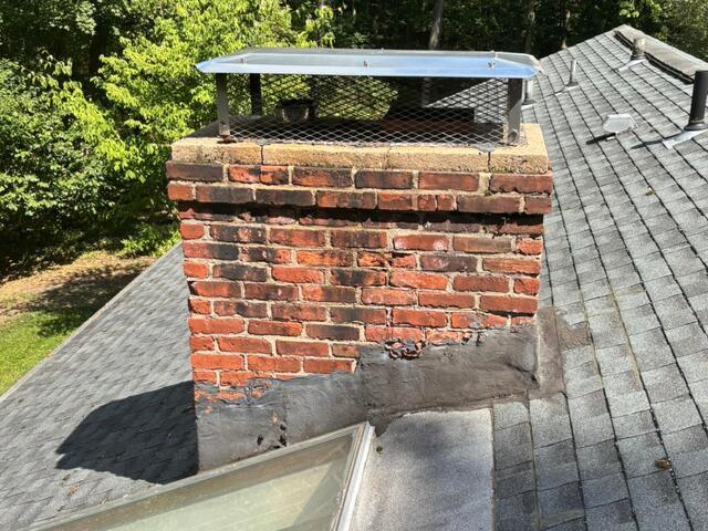Complete Chimney Rebuild & Waterproofing in Woodbridge, CT - Before Photo