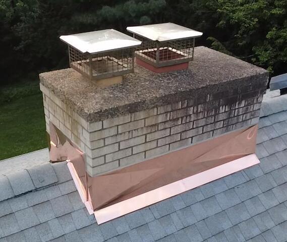 Copper Chimney Flashing Repair. Middlebury, CT - After Photo