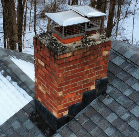 Roof & Chimney Repair in Newtown, CT - Before Photo