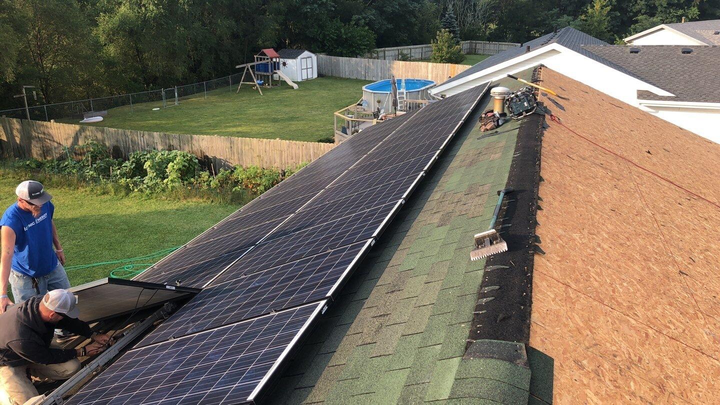 MyPros Before & After Photo Set Asphalt Shingle Roof Replacement with Solar Panels in