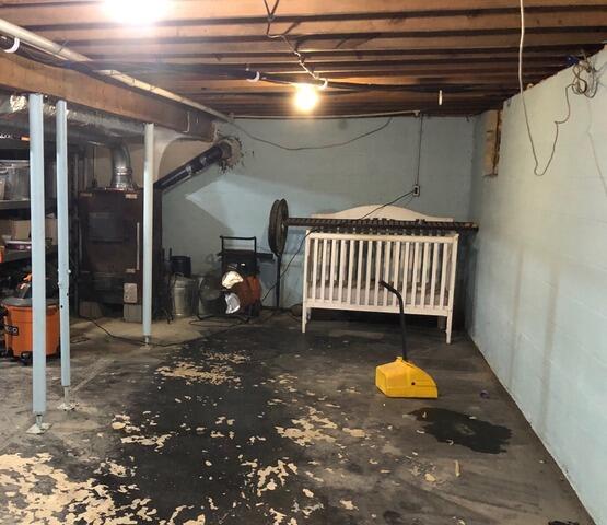 Wet Basement Repair in Martinsville, IN - Before Photo